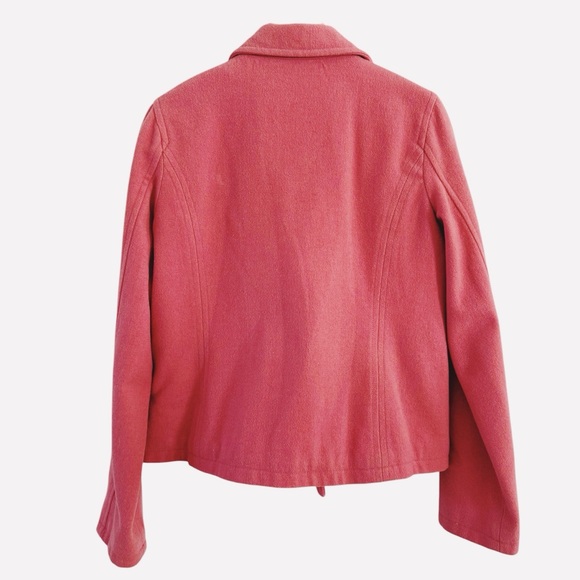 90s Abercrombie & Fitch Jacket Peacoat Wool Blend Size Large Vintage Salmon Pink - Picture 6 of 7